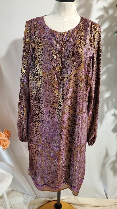 Chetta B Dresses & Skirts - Vtg Chetta B Sherrie Bloom Peter Noviello Silk Flocked Velvet Paisley Dress 14